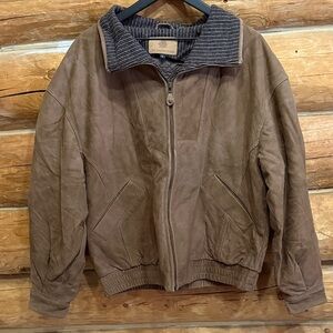 Men's Suede Leather Brown Jacket Large